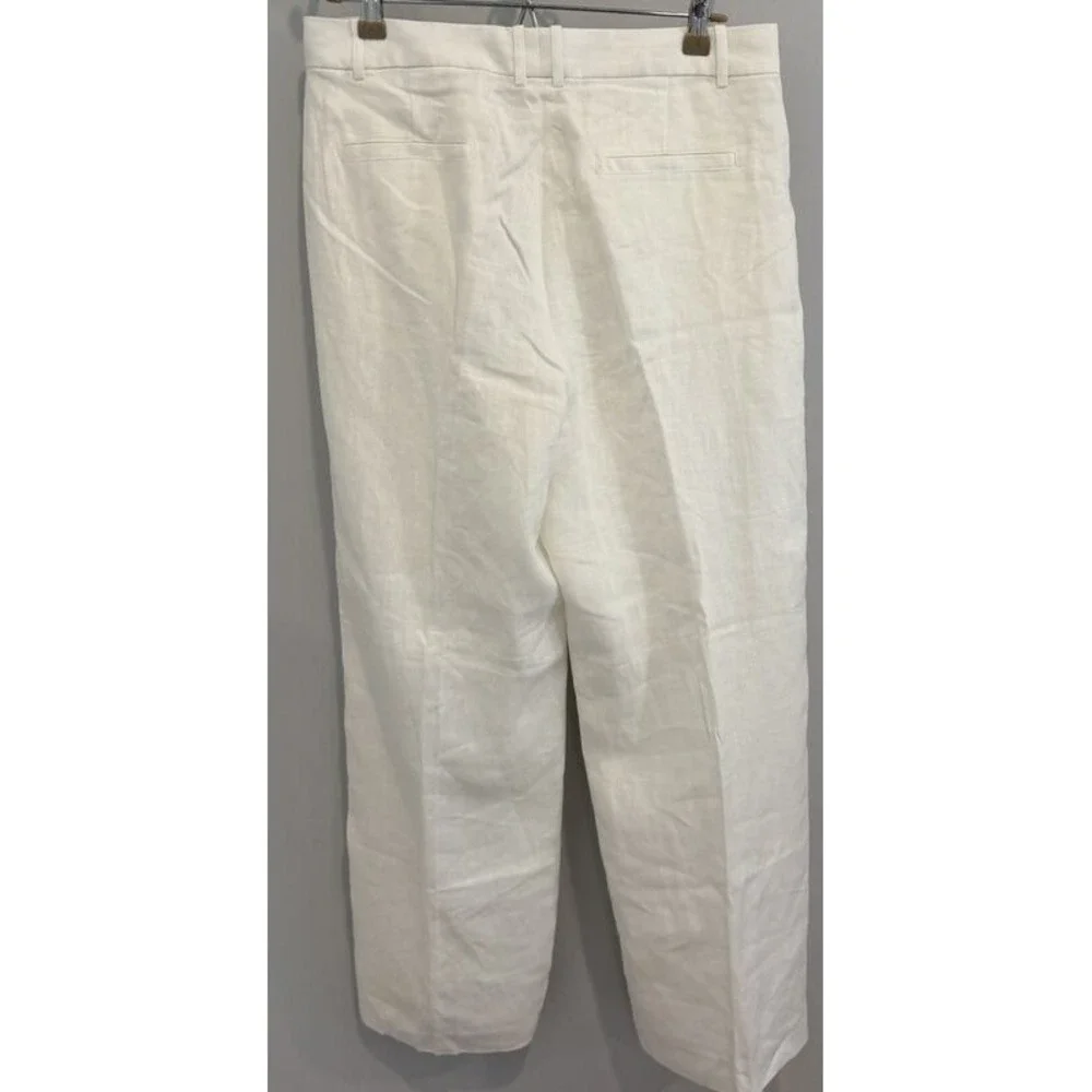 Banana Republic Lina Straight Linen Pants Womens Lined White Size 10